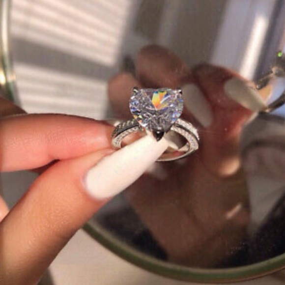 New Stamped 925 Silver Heart ❇️ Sparkle Ring - Picture 5 of 7